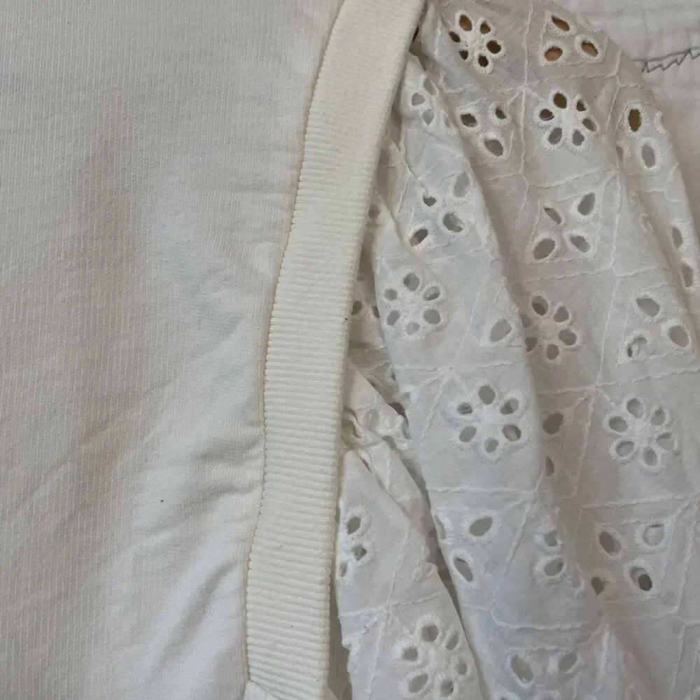 Anthropologie Cream Cotton Crochet Blouse SZ S